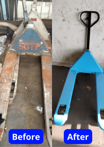 Before - After Pengecatan Ulang Hand Pallet - Dunia Lifting