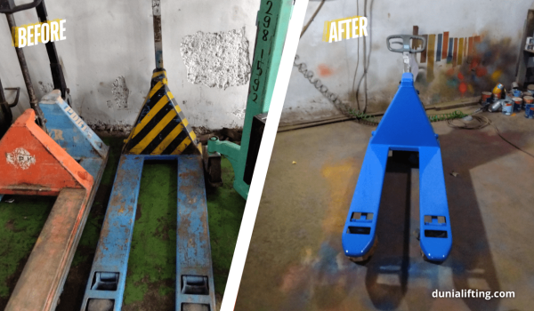 Service hand lift Cikarang gratis pengecatan unit, melayanii seluruh area Cikarang.